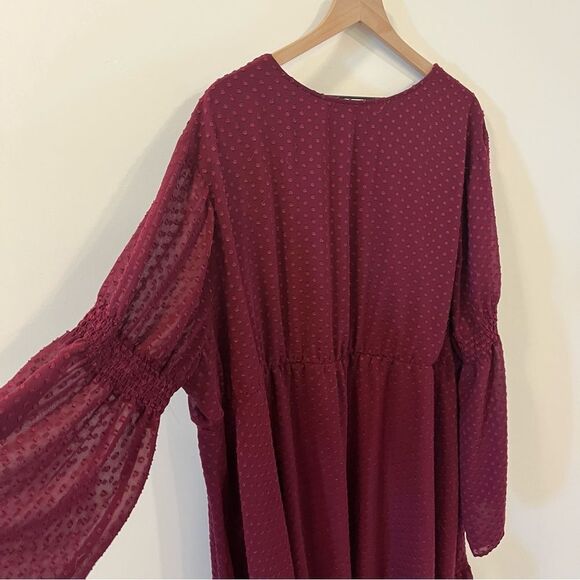 Torrid Merlot Red Textured Chiffon Skater Dress Size 5/5X - Picture 12 of 16